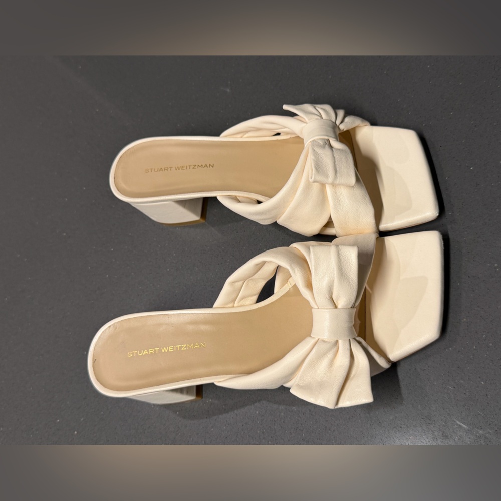STUART WEITZMAN Sofia 45MM Bow Leather Sandals Size 6.5 - Picture 3 of 13